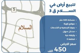 للبيع ارض في السلام ق3