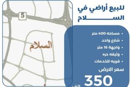 للبيع اراضي في السلام 