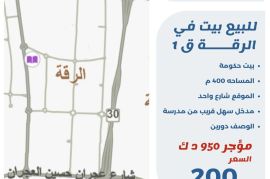 للبيع بيت في الرقه 