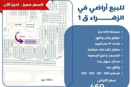 للبيع اراضي في الزهراء