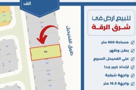 للبيع ارض في شرق الرقه 