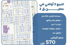 للبيع 3 اراضي في حطين ق2 