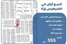للبيع ارض في الفنيطيس ق8