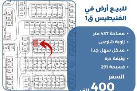 للبيع ارض في الفنيطيس 