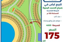 للبيع ارض في صباح الاحمد البحرية 