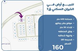 للبيع ارض في الخيران السكني قطعة 7 