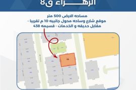 للبيع ارض في الزهراء ق8