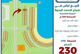 للبيع ارض في صباح الاحمد البحرية 