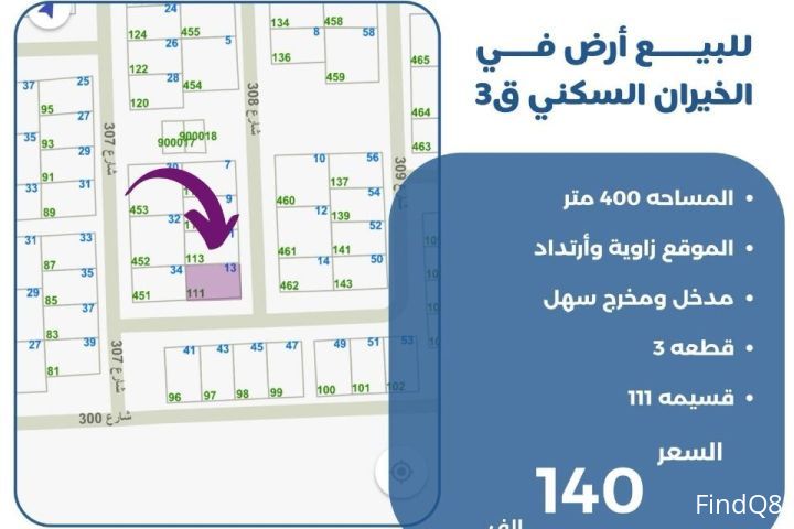 للبيع ارض في الخيران السكني