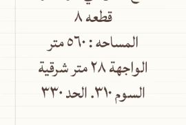 للبيع ارض شرق الرقه ق٨