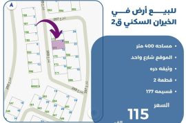 للبيع ارض في الخيران السكني