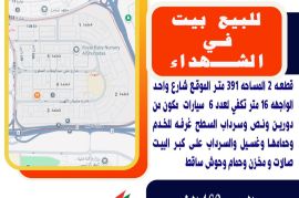 للبيع بيت في الشهداء قطعه 2 المساحه 391 متر