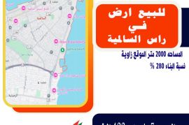 للبيع ارض فضاء في راس السالميه  المساحه 2000 متر 