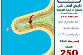للبيع ارض في صباح الاحمد البحرية 