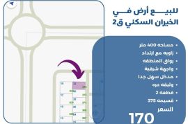 للبيع ارض في الخيران السكني