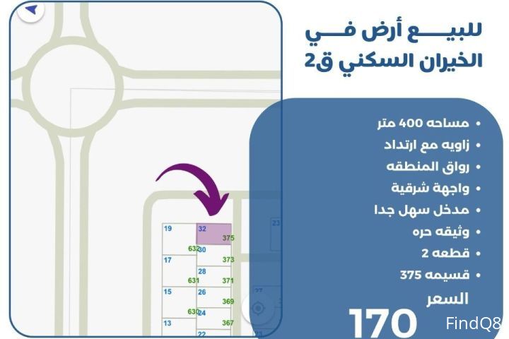 للبيع ارض في الخيران السكني