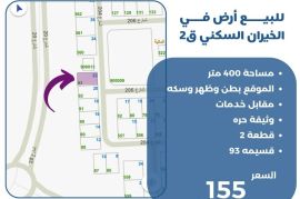 للبيع ارض في الخيران السكني ق2