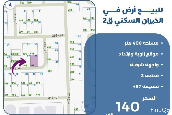 للبيع ارض في الخيران السكني