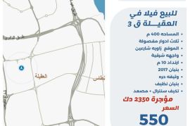 للبيع فيلا في العقيلة قطعة3 