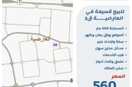 للبيع قسيمة رواق في العارضية