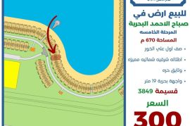 للبيع ارض في صباح الاحمد البحرية